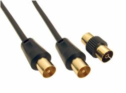 Cables Direct 2TV-00BK Koaxialkabel 1 m Schwarz (CDL 1m TV Cable+Female Coup -Black)