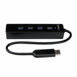 StarTech.com 4 Port USB 3.0 SuperSpeed Hub - 5Gbps - Schwarz (4 PORT USB 3.0 HUB MINI - LAPTOP USB USB HUB ADAPTER)