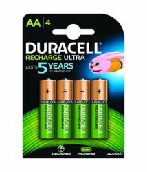 Duracell AA 2400mAh 4 Pack Batteria ricaricabile Stilo AA Nichel-Metallo Idruro [NiMH] (Duracell Rechargeable AA 4 Pack 2500mAh)