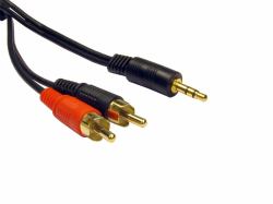 Cables Direct 2TR-301-05 audio cable 0.5 m 3.5mm 2 x RCA Black (CDL 0.5m 3.5mm Stereo to Two RCA)