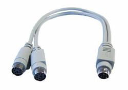 Cables Direct EX-099 PS/2-Kabel 0,25 m 6-p Mini-DIN 2x 6-p Mini-DIN Grau (CDL 0.3MTR PS/2 M - 2 X PS/2 F S CABLE)