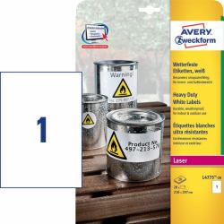 Avery L4775-20 self-adhesive label Rounded rectangle Permanent White 20 pc[s] (Avery Heavy Duty Laser Labels - etiket)
