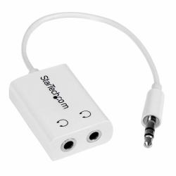 StarTech.com 3,5mm Klinke auf 2 x 3 pol Klinke Headset Audio Splitter / Y-Adapter - Weiß (WHITE STEREO SPLITTER ADAPTER - 3.5M)