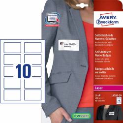 Avery L4785-20 self-adhesive label Rounded rectangle Removable White 200 pc[s] (Avery - etiketter for navneskilte - 20)