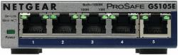 NETGEAR GS105E-200PES switch di rete Gestito L2/L3 Gigabit Ethernet [10/100/1000] Grigio (5-PORT GBIT E-NET PLUS SWITCH - 5X 10/100/1000 5-PORT)