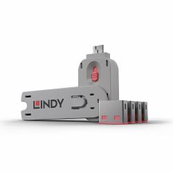 Lindy 40450 Schnittstellenblockierung Schnittstellenblockierung + Schlüssel USB Typ-A Pink Acrylnitril-Butadien-Styrol [ABS] 5 Stück[e] (USB Port Blocker 4pcs Pink - USB Port Blocker - Pack 4, - ...