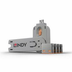 Lindy 40453 Schnittstellenblockierung Schnittstellenblockierung + Schlüssel USB Typ-A Orange Acrylnitril-Butadien-Styrol [ABS] 5 Stück[e] (USB PORT KEY PACK OF 4 BLOCKERS ONG)