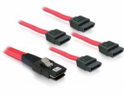 DeLOCK Sata 4x 1m SCSI-Kabel Rot (Delock - SATA- / SAS-Kabel - 36 PIN 4iMini MultiLane [M] zu SATA [M] - 1 m)