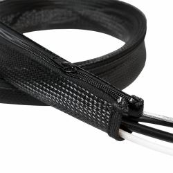 LogiLink KAB0049 Kabelschutz Kabelmanagement Schwarz (Cable sleeve with zipper, - Polyester, OD: 50 mm, black, - 2 m - Warranty: 48M)