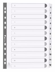 Exacompta MWD1-12Z tab index Numeric tab index Cardboard White (Exacompta Mylar Printed 160 GSM Indices A4 12 Part 1 to 12 Numbered Tabs)