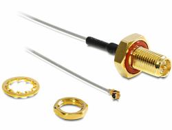 DeLOCK 88458 Signalkabel 0,1 m Schwarz, Gold, Grau, Rot, Silber (Delock HF Antenna Connection for Installation - Antennenadapter - RP-SMA [W] zu I-PEX [M] - 10 cm - Grau)