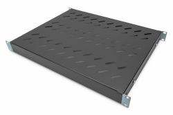 Digitus Fachboden mit variablen Befestigungsschienen zum Festeinbau in 483 mm [19"]-Schränke (1U SHELF FOR 600 43X483X358MM BLACK)