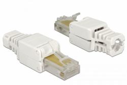 DeLOCK 86415 Drahtverbinder RJ-45 Weiß (RJ45 Stecker Cat.6 UTP werkzeugfrei 2 StÃ¼ck, Werkzeug Montage)