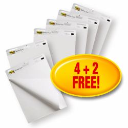 3M 7000052624 Flipchart-Zubehör 6 Stück[e] (Post-itÂ® Super Sticky Self Stick Meeting Chart 559VP White 63.5 cm x 76.2 cm Promo Pack 4 + 2 FREE Pads/Pack 100% PEFC SGSCH-PEFC-COC-110078)