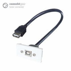 CONNEkT Gear 20-0013 Wandplatte/Schalterabdeckung Weiß (0.2M AV SNAP-IN USB2-B 25X50 - WHITE)