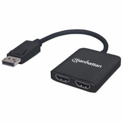 Manhattan DisplayPort auf 2-Port HDMI MST-Hub, Zum Verteilen eines DisplayPort-Signals auf zwei HDMI-Monitore, Anzeigemodi Gespiegelt, Erweitert und Videowand, 4K@30Hz, Stromversorgung über USB, s...