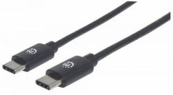 Manhattan USB 2.0 Typ C-Kabel, Typ C-Stecker auf Typ C-Stecker, 480 Mbit/s, 0,5 m, schwarz (USB-C CABLE 50CM MALE/MALE- - 480MBPS [USB 2.0] BLACK POLYBAG)