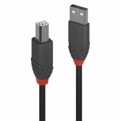 Lindy 36670 cavo USB USB 2.0 0,2 m USB A USB B 0,48 Gbit/s Nero, Grigio (0.2M Usb 2.0 Type A To B - Cable, Anthra Line - Warranty: 120M)
