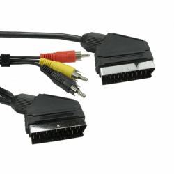 Cables Direct 1SSR3-01 SCART-Kabel 1,5 m Schwarz (CDL SCART & Three RCA Cable)