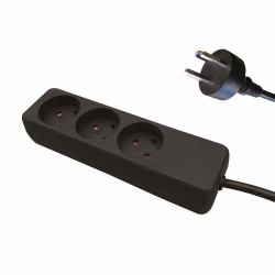 Garbot 24155129-2 Verlängerungskabel 2 m 3 AC-Ausgänge Drinnen Schwarz (Plast Power Strip 3-way K - Outlet. Black - Warranty: 12M)