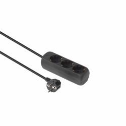 Microconnect GRU003B-WOS Verlängerungskabel 1,5 m 3 AC-Ausgänge Drinnen Schwarz (3-way Schuko Socket 1.5M Black - Without ON/OFF Switch, - with childproof / earth clips - Warranty: 300M)