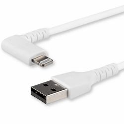 StarTech.com 2m strapazierfähiges weißes USB auf Lightning-Kabel - 90° rechtwinkliges USB Lightning Ladekabel mit Aramidfaser - Synchronisationskabel - Apple MFi-zertifiziert iPad/iPhone 12 (Sta...