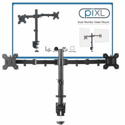 piXL DOUBLE ARM Flachbildschirm-Tischhalterung 68,6 cm [27"] Tisch/Bank Schwarz (piXL Desk-Mounted Fully-Adjustable Dual Monitor Arm for Screens Up To 27 inch with VESA Mount & Built-In Cable Manag...
