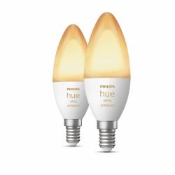 Philips Hue White ambience E14 - Smarte Lampe Kerzenform Doppelpack - 470 (Philips Hue White ambiance - LED-Lampe - Form: B39 - E14 - 4 W [Entsprechung 25 W])