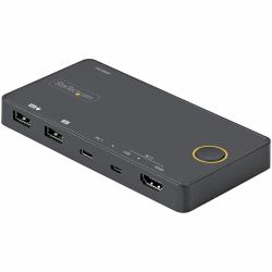 StarTech.com 2 Port Hybrid KVM Switch HDMI + USB-A & USB-C - 4K 60Hz HDMI 2.0 Monitor - Kompakter Desktop und/oder Laptop HDMI KVM Umschalter - USB Bus Powered - Thunderbolt 3 Kompatibel (2 PORT US...