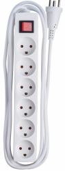Microconnect MC-GRU0630DK Verlängerungskabel 3 m 6 AC-Ausgänge Drinnen Weiß (Power strip 6 outlets 3m White - With ON/OF switch and child - protection SKI aftale - Warranty: 300M)