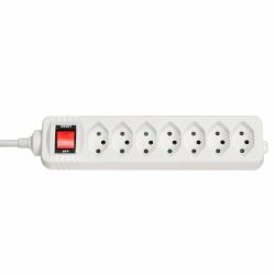 Lindy 73168 Verlängerungskabel 7 AC-Ausgänge Drinnen Weiß (7-Way Swiss 3-Pin Mains Power - Extension with Switch, White - Warranty: 24M)