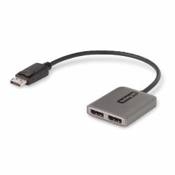StarTech.com 2-Port Multi-Monitor DisplayPort Adapter, DP auf 2x DisplayPort 1.4 Splitter, Dual 5K 60Hz Computer MST Hub, Extra Langes Integriertes Kabel, nur Windows (2-PORT DISPLAYPORT MST HUB)