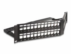 DeLOCK 19″ Keystone Patchpanel 48 Port mit Entlastungsschiene 2 HE gewinkelt schwarz (WLAN WiFi 6 Antenne, RP-SMA Stecker, 4 - dBi, direktional, Funk Netzwerk)