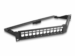 DeLOCK 19″ Keystone Patchpanel 24 Port mit Entlastungsschiene 1 HE gewinkelt schwarz (19? Keystone Patchpanel 48 Port mit, PC-ZubehÃ¶r, Funk Netzwerk)