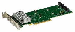 Supermicro AOC-SLG4-2H8M2 RAID controller PCI Express x8 4.0 16 Gbit/s (2x Hybrid Gen 4 NVMe/SATA M.2 RAID 0/1 Carrier, Standard)
