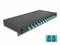 DeLOCK 19″ LWL Spleißbox 12 x LC Duplex OM3 1HE komplett bestückt (Delock 19 Zoll LWL SpleiÃbox 12 x LC Duplex OM3 1HE)