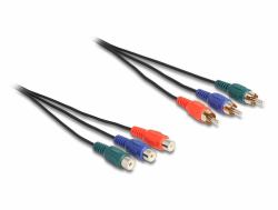 DeLOCK Cinch RGB Verlängerungskabel 3 x Stecker zu 3 x Buchse 3 m (Delock Cinch RGB VerlÃ¤ngerungskabel 3 x Stecker zu 3 x Buchse 3 m)