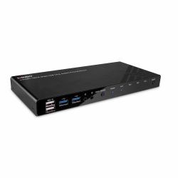 Lindy 39313 Tastatur/Video/Maus [KVM]-Switch Schwarz (4 Port HDMI 4K60, USB 3.0 & - Audio KVM Switch)