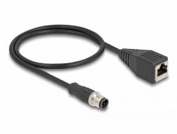 DeLOCK 60067 Netzwerkkabel Schwarz 0,5 m Cat5e S/FTP [S-STP] (Delock M12 Adapterkabel D-kodiert 4 Pin Stecker zu RJ45 Buchse 50 cm)