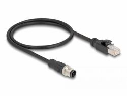 DeLOCK 60073 Netzwerkkabel Schwarz 0,5 m Cat5e S/FTP [S-STP] (Delock M12 Adapterkabel D-kodiert 4 Pin Stecker zu RJ45 Stecker 50 cm)