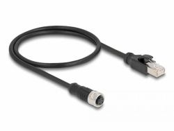 DeLOCK 60072 Netzwerkkabel Schwarz 0,5 m Cat5e S/FTP [S-STP] (Delock M12 Adapterkabel D-kodiert 4 Pin Buchse zu RJ45 Stecker 50 cm)