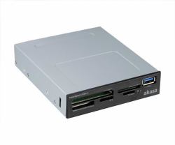 Akasa AK-ICR-27 Kartenleser USB 3.2 Gen 1 [3.1 Gen 1] Eingebaut Schwarz, Grau (Akasa USB 3.0 Multi Card Reader, Supports CF/MS/SD/MicroSD UHS-II Cards, 3.5", Internal USB 3.0 Connector, Black, for PC)