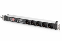 Digitus Socket strip with aluminum profile and switch, surge protection, integrated line filter, 5-way safety sockets, 2 m cable safety plug (Digitus Steckdosenleiste mit Aluminiumprofil und Schalt...