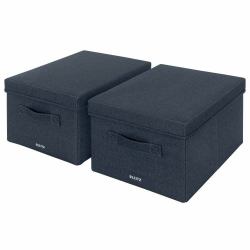 Leitz Fabric Medium Storage Box with lid Pack of 2