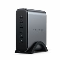 Satechi ST-C200GM-EU Ladegerät für Mobilgeräte Universal Grau AC Drinnen (Satechi 200WUSB-C 6-Port PD GaNCharge EU)