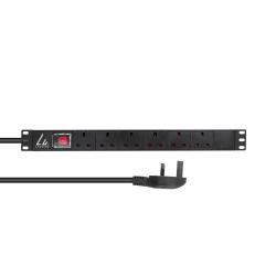 Lanview LVR-3MUK-SW-UK6 Stromverteilereinheit [PDU] 6 AC-Ausgänge 1U Schwarz (UK Rack mount power strip - 19", 1U, 13A with 6 x UK - socket and 3m cable with UK plug - Warranty: 300M)