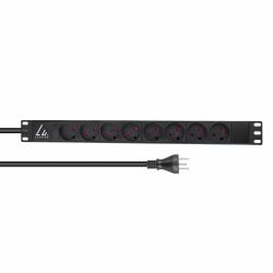 Lanview LVR-2MDK-LIC-DK8 unità di distribuzione dell'energia [PDU] 8 presa[e] AC 1U Nero (19" rack mount power strip, - 1U, 13A with 8 x danish type - K socket and 2m cable with type K plug - Warr...