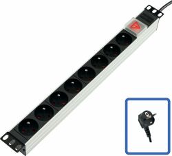 Lanview TUPS031 unità di distribuzione dell'energia [PDU] 1U Nero (POWER STRIP 19" - 8 WAY - - FULL ALUMINIUM WITH ON/OFF S - Warranty: 24M)