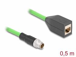 DeLOCK 60572 Netzwerkkabel Grün 0,5 m SF/UTP [S-FTP] (Delock M12 Kabel X-kodiert 8 Pin Stecker zu RJ45 Buchse PUR [TPU] 0,5 m)
