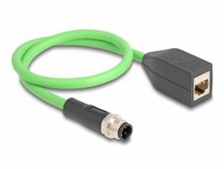 DeLOCK 60571 Netzwerkkabel Grün 0,5 m SF/UTP [S-FTP] (Delock M12 Kabel D-kodiert 4 Pin Stecker zu RJ45 Buchse PUR [TPU] 0,5 m)